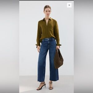 MANGO Catherine Culotte High-Rise Jeans Dark Blue